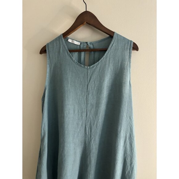 Maen 100% Linen Apron Romper Overall Pants Hankerchief Lagenlook Large pockets - Picture 4 of 15